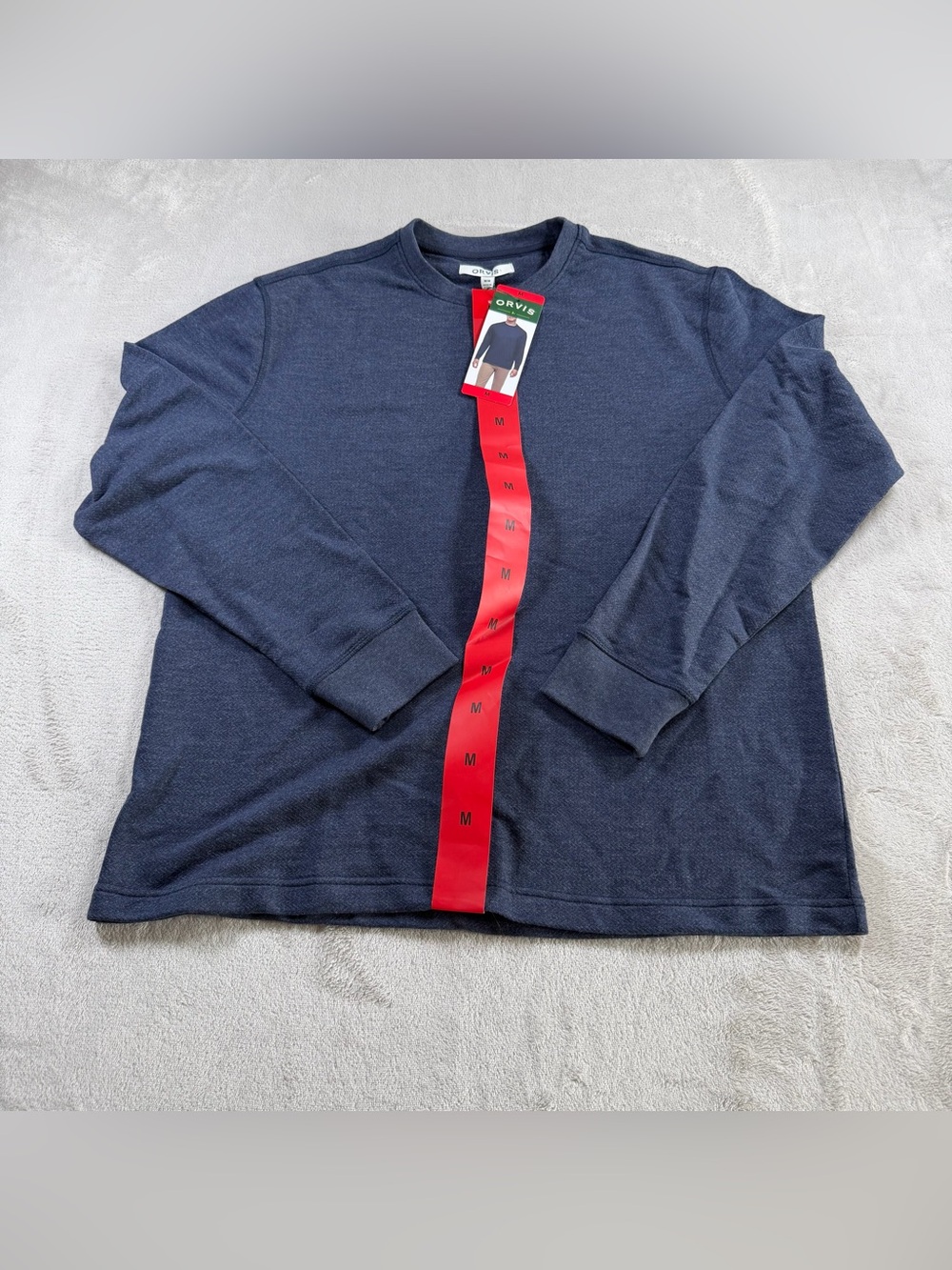 Orvis Mens Medium Blue Crewneck Long Sleeve Shirt‎ NWT Casual Pullover